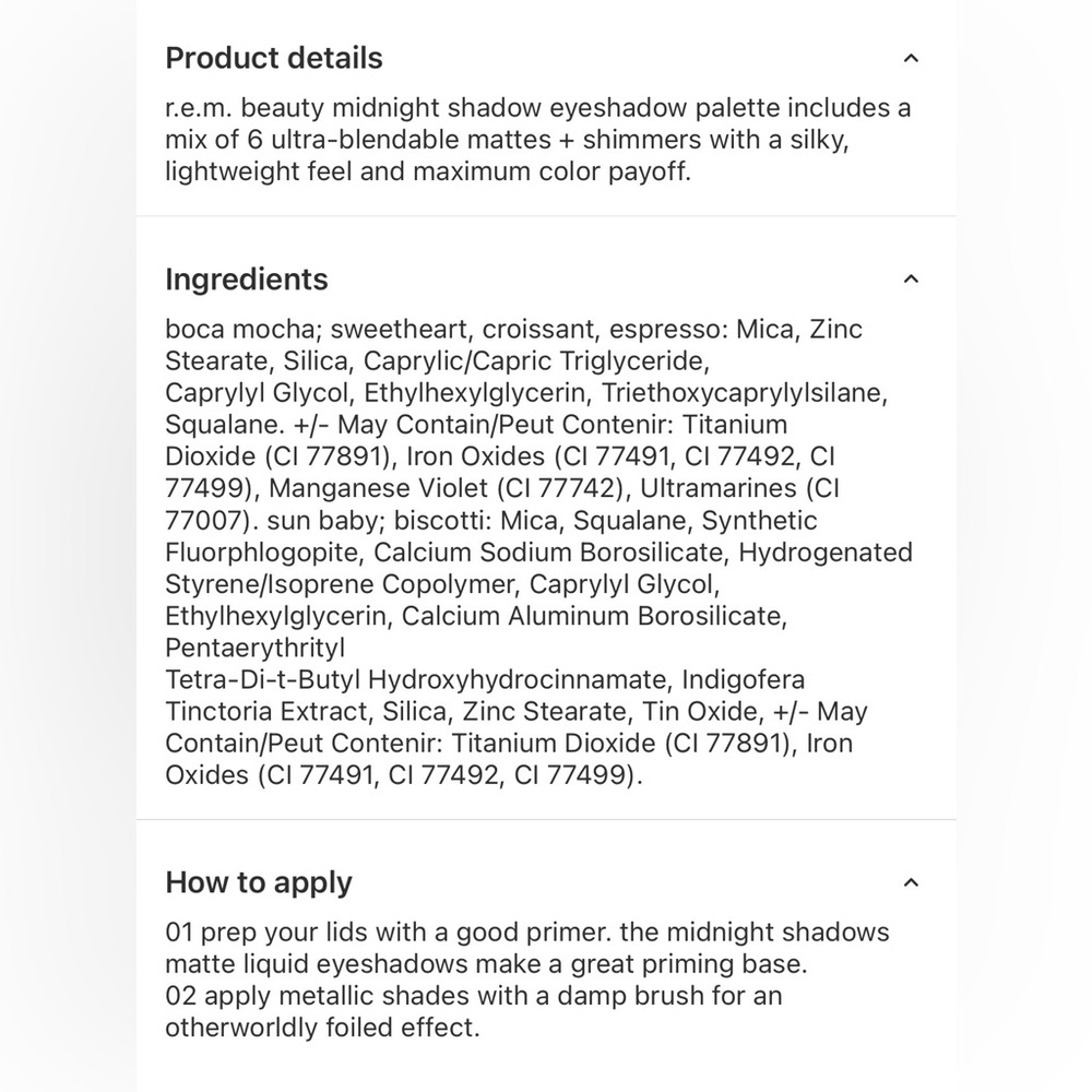 R.E.M BEAUTY MIDNIGHT SHADOW EYESHADOW PALETTE “BABYDOLL” - BRAND NEW in the box - Picture 8 of 11